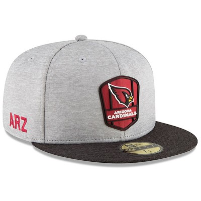 Men's Arizona Cardinals New Era Heather Gray/Black 2018 NFL Sideline Road Official 59FIFTY Fitted Hat 3058414
